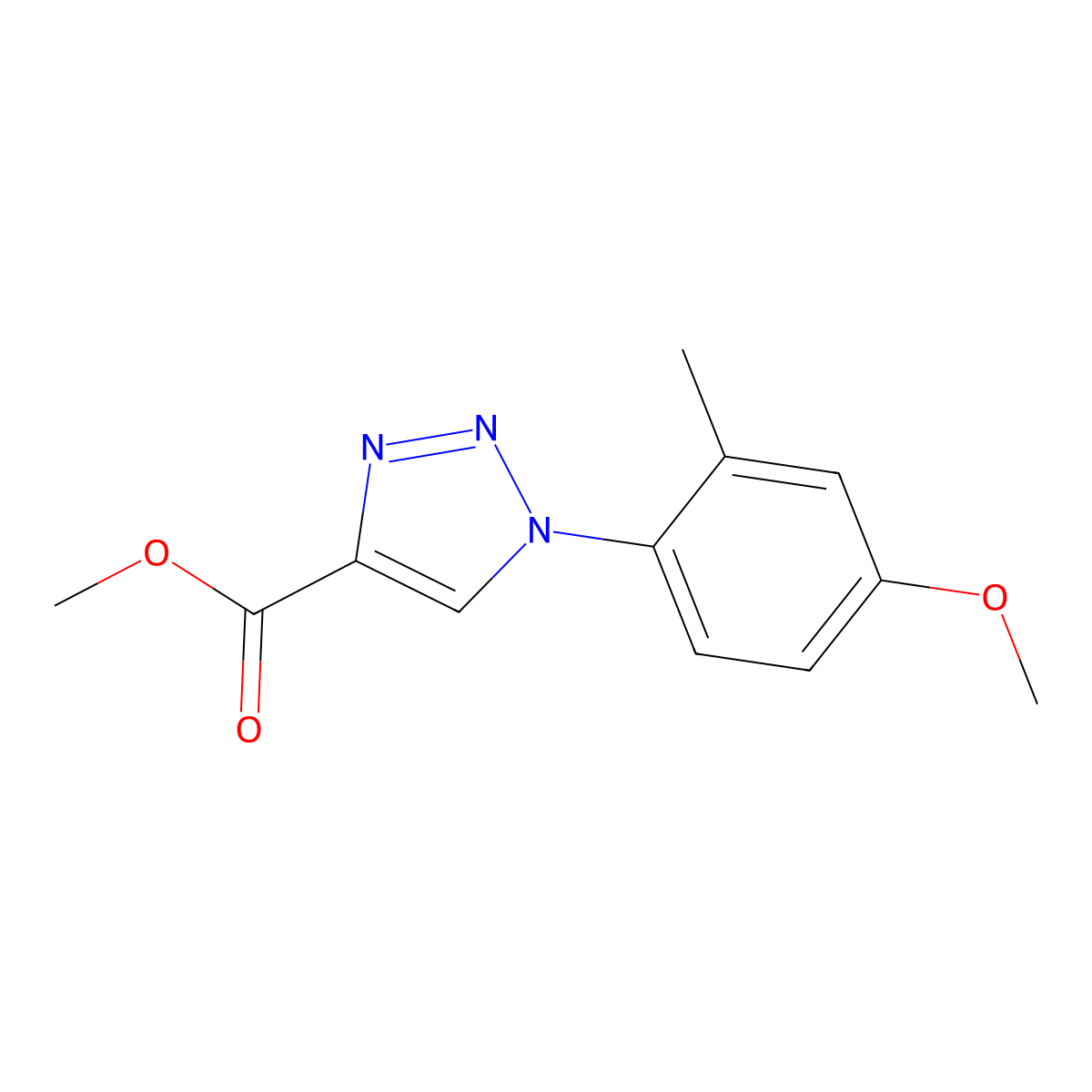 methyl 1-(4-methoxy-2-methylphenyl)-1H-1,2,3-triazole-4-carboxylate molecular structure, CAS 2097965-51-8