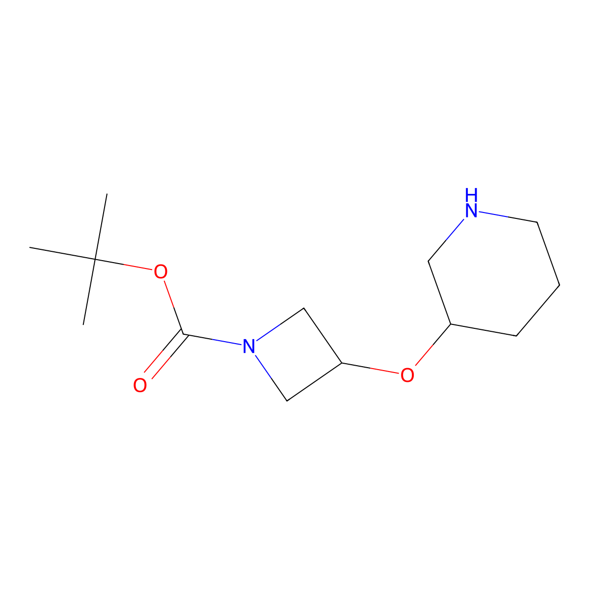Tert-butyl 3-(piperidin-3-yloxy)azetidine-1-carboxylate molecular structure, CAS 2097966-89-5