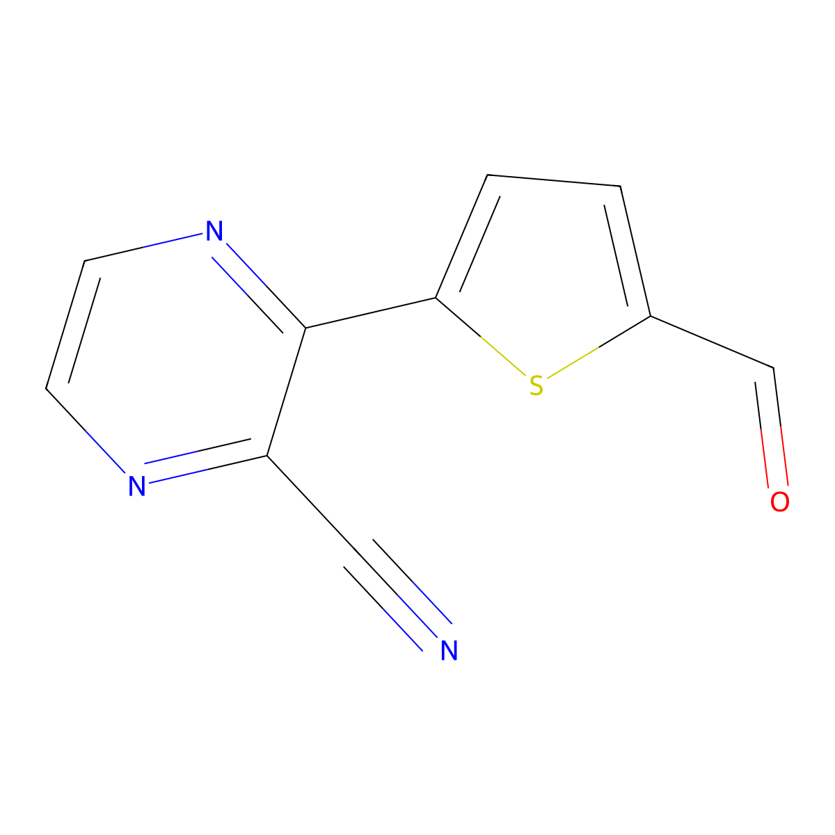 3-(5-Formylthiophen-2-yl)pyrazine-2-carbonitrile molecular structure, CAS 2097967-61-6