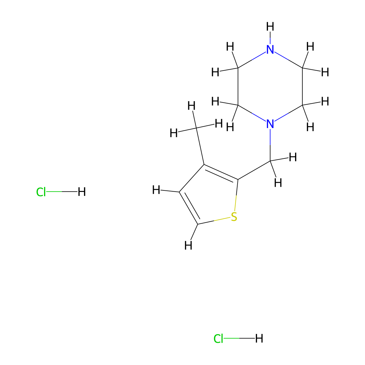 1-[(3-Methyl-2-thienyl)methyl]piperazine dihydrochloride molecular structure, CAS 2097968-26-6
