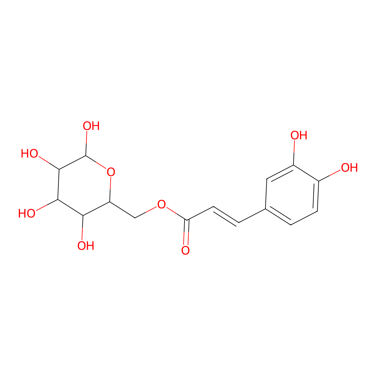 (3,4,5,6-Tetrahydroxyoxan-2-yl)methyl 3-(3,4-dihydroxyphenyl)prop-2-enoate molecular structure, CAS 209797-79-5