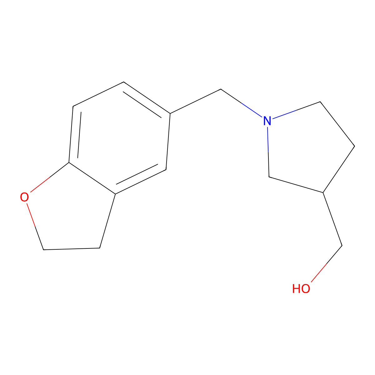 (1-((2,3-Dihydrobenzofuran-5-yl)methyl)pyrrolidin-3-yl)methanol molecular structure, CAS 2097970-81-3