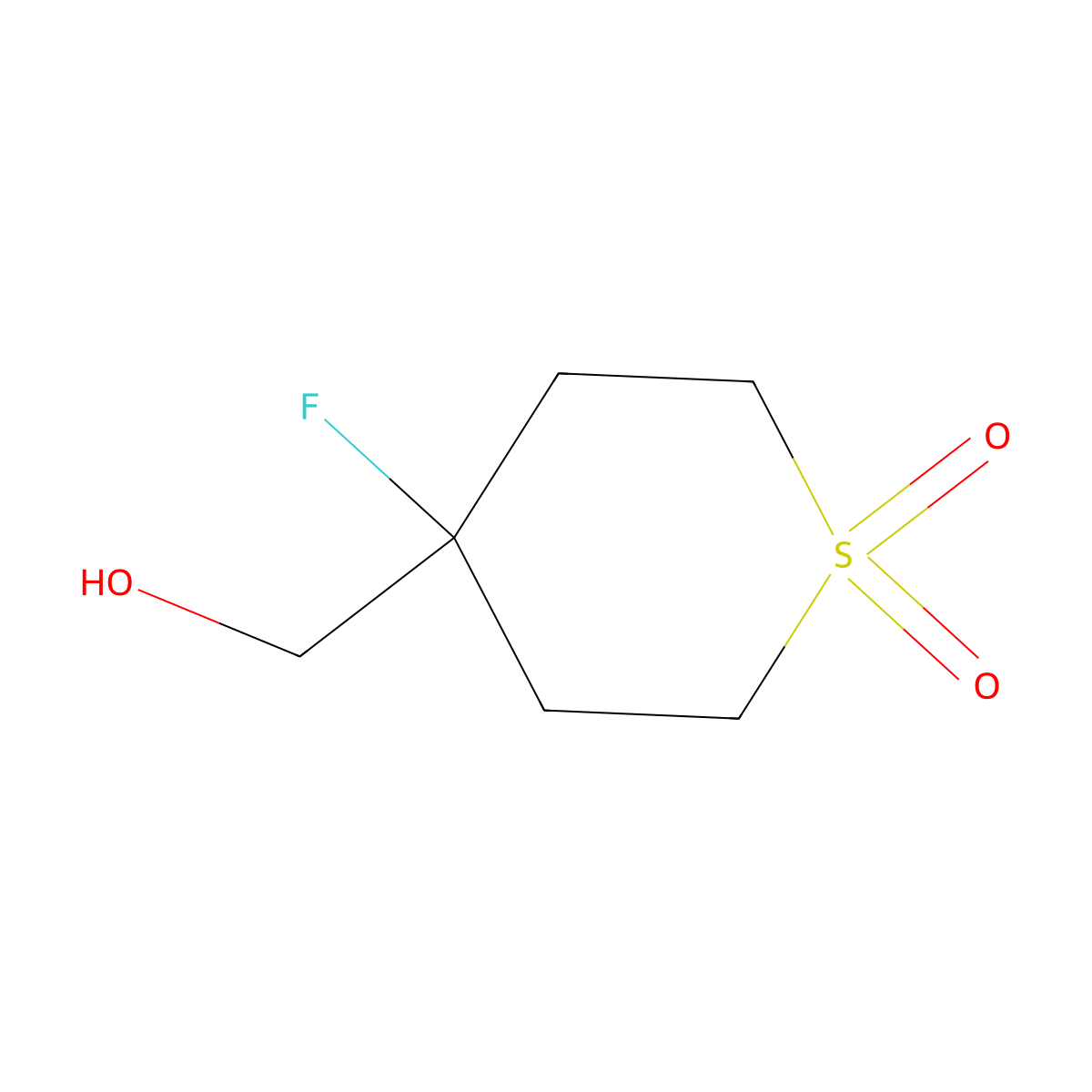 4-Fluoro-4-(hydroxymethyl)-1lambda6-thiane-1,1-dione molecular structure, CAS 2097970-86-8