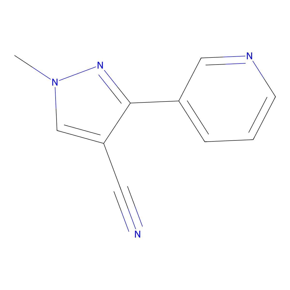 1-methyl-3-(pyridin-3-yl)-1H-pyrazole-4-carbonitrile molecular structure, CAS 2097970-95-9