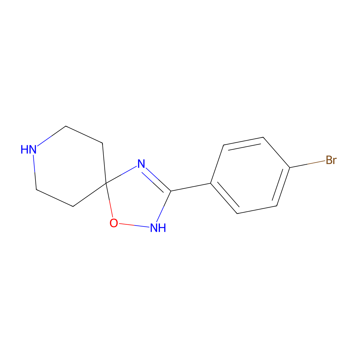 3-(4-Bromophenyl)-1-oxa-2,4,8-triazaspiro[4.5]dec-2-ene molecular structure, CAS 2097973-86-7