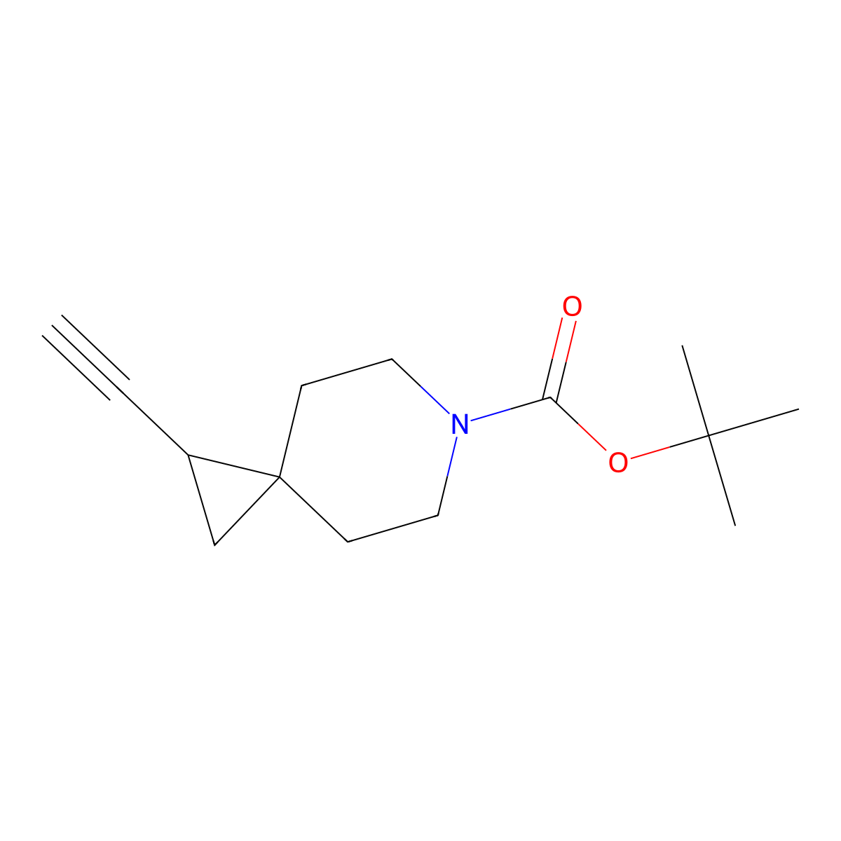 Tert-butyl 1-ethynyl-6-azaspiro[2.5]octane-6-carboxylate molecular structure, CAS 2097974-51-9