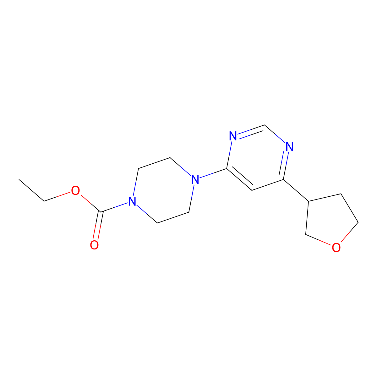 Ethyl 4-[6-(oxolan-3-yl)pyrimidin-4-yl]piperazine-1-carboxylate molecular structure, CAS 2097977-32-5