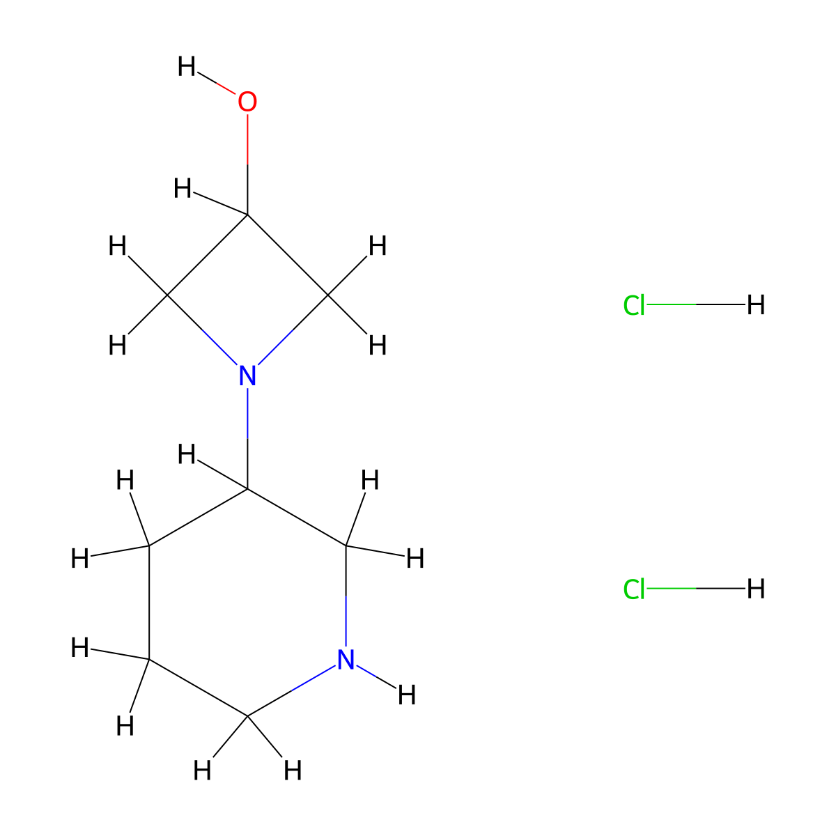 1-(Piperidin-3-yl)azetidin-3-ol dihydrochloride molecular structure, CAS 2097979-19-4