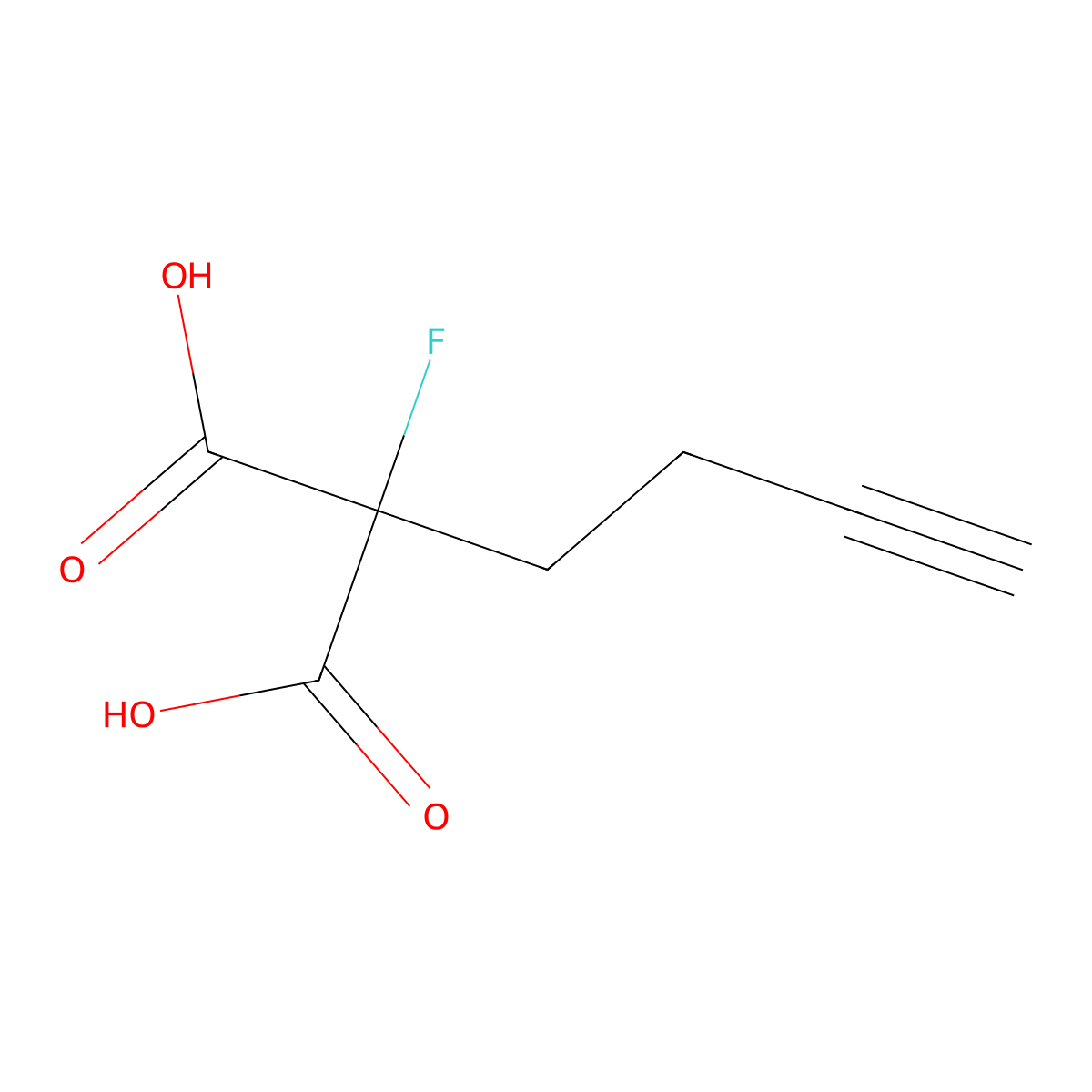 2-(But-3-yn-1-yl)-2-fluoropropanedioic acid molecular structure, CAS 2097979-63-8