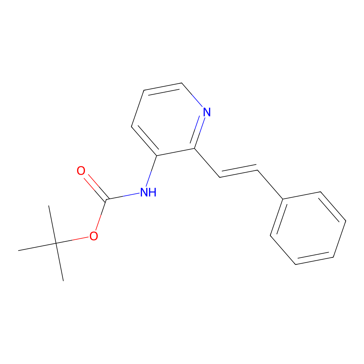 tert-butyl (E)-(2-styrylpyridin-3-yl)carbamate molecular structure, CAS 209798-49-2