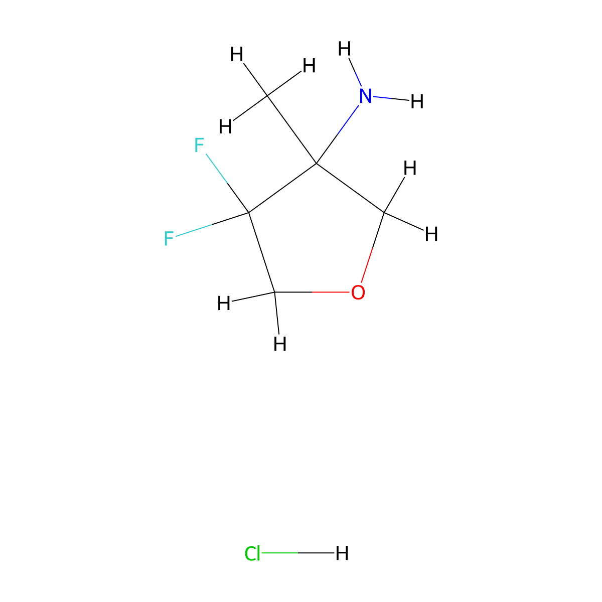 4,4-Difluoro-3-methyloxolan-3-amine hydrochloride molecular structure, CAS 2097980-30-6