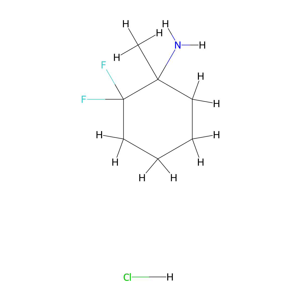 2,2-Difluoro-1-methylcyclohexan-1-amine hydrochloride molecular structure, CAS 2097980-40-8