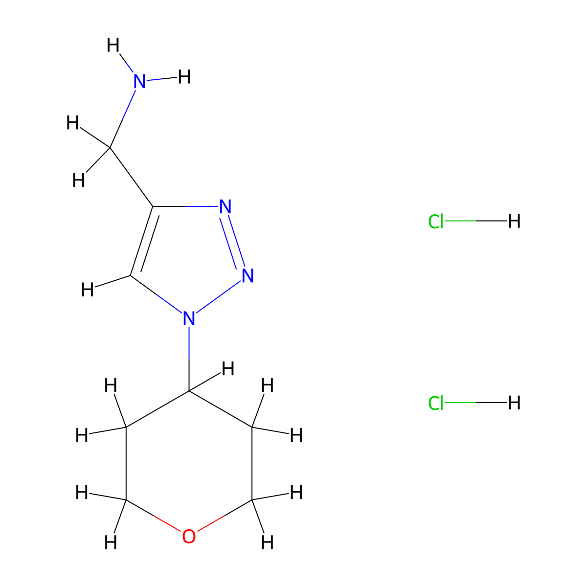 [1-(oxan-4-yl)-1H-1,2,3-triazol-4-yl]methanamine dihydrochloride molecular structure, CAS 2097980-52-2