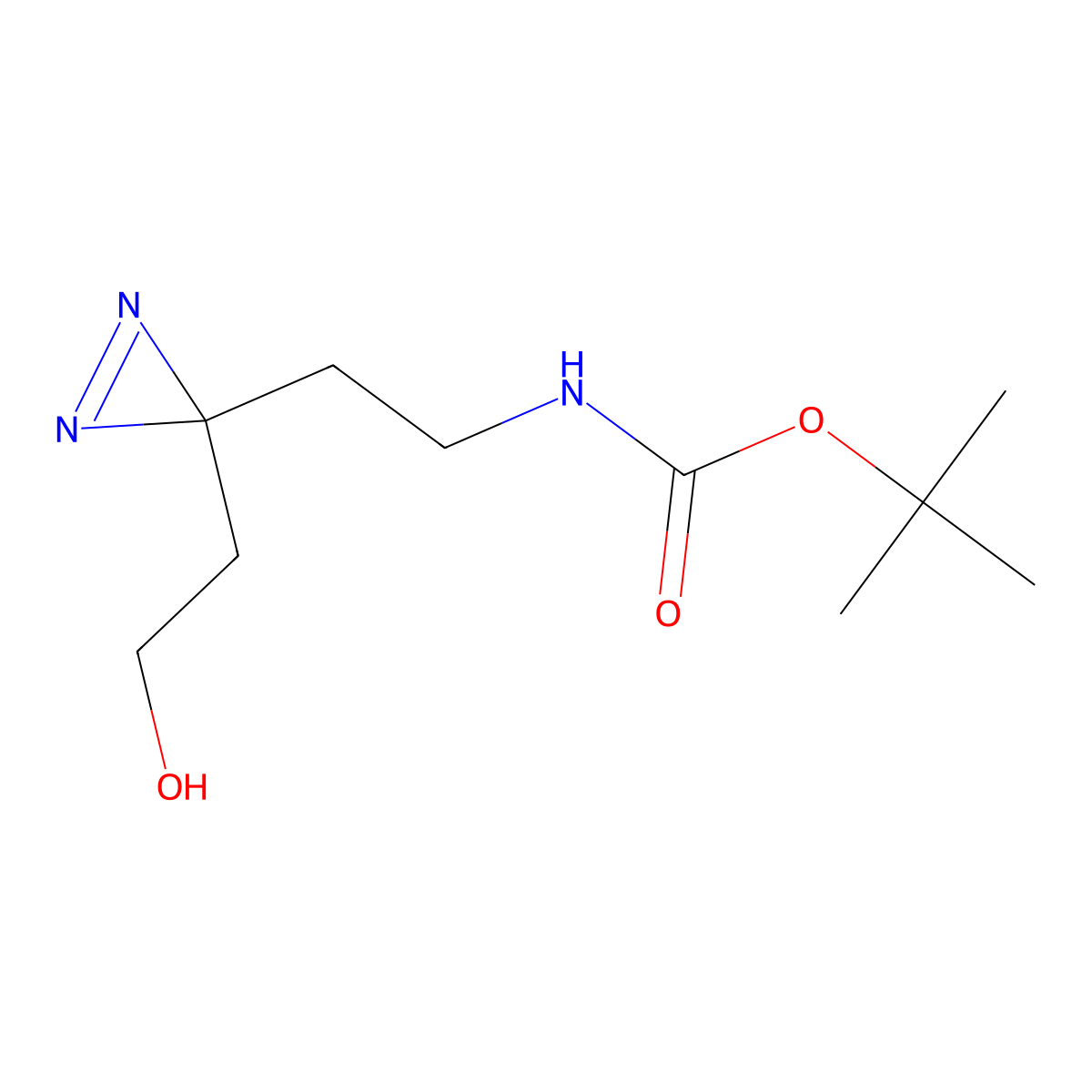 tert-butyl (2-(3-(2-hydroxyethyl)-3H-diazirin-3-yl)ethyl)carbamate molecular structure, CAS 2097981-32-1