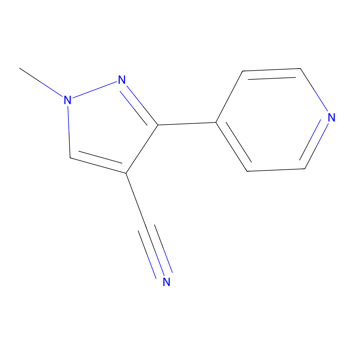 1-methyl-3-(pyridin-4-yl)-1H-pyrazole-4-carbonitrile molecular structure, CAS 2097985-46-9