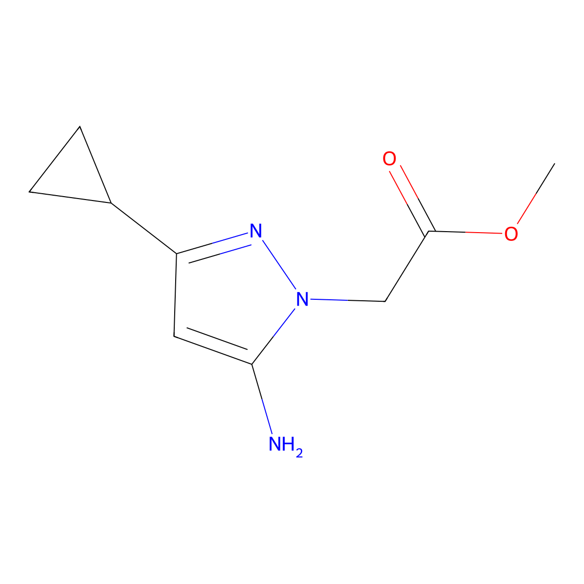 methyl 2-(5-amino-3-cyclopropyl-1H-pyrazol-1-yl)acetate molecular structure, CAS 2097987-30-7