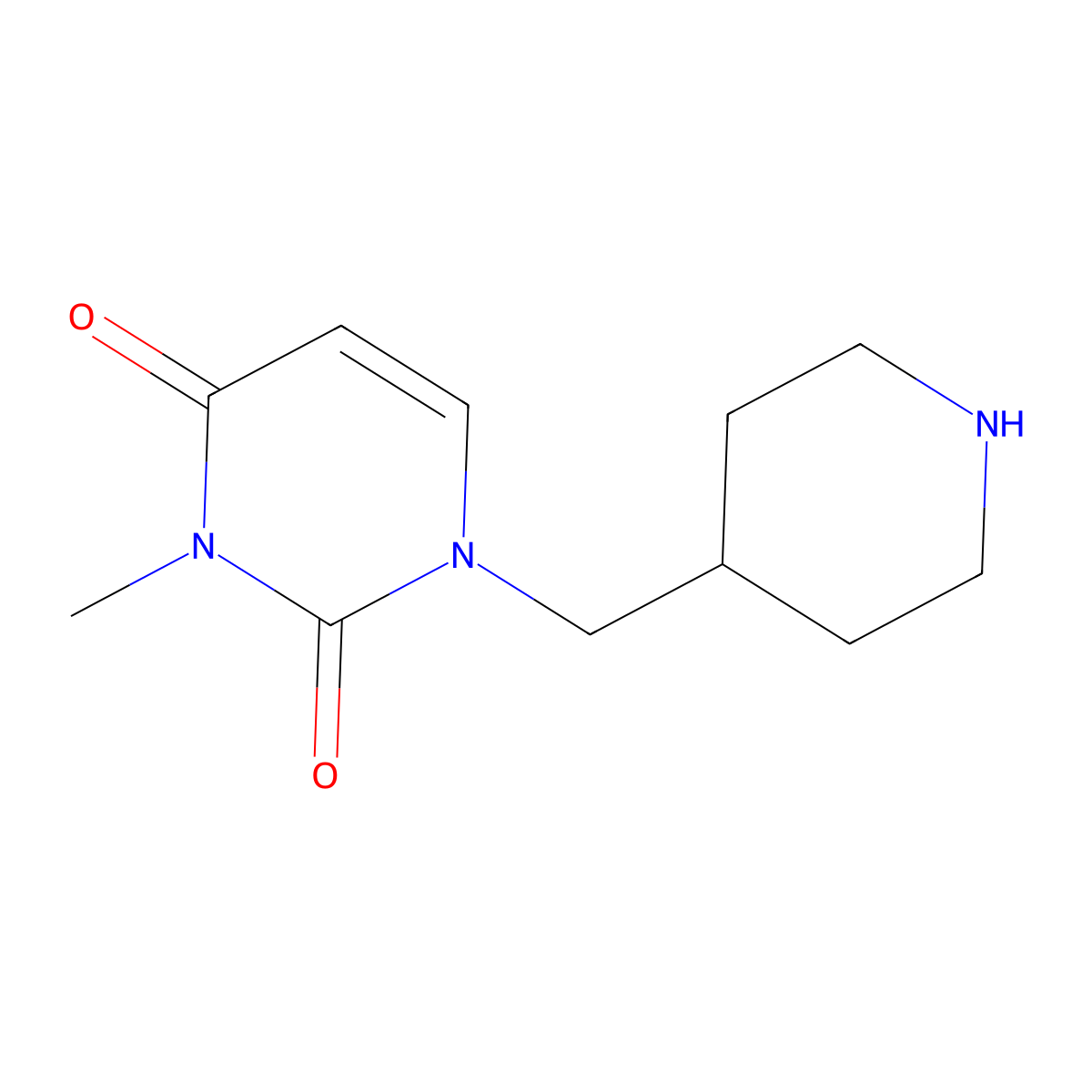 3-methyl-1-(piperidin-4-ylmethyl)pyrimidine-2,4(1H,3H)-dione molecular structure, CAS 2097988-18-4