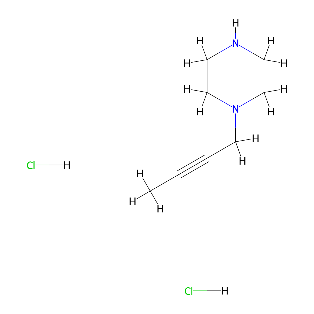 1-(But-2-yn-1-yl)piperazine dihydrochloride molecular structure, CAS 2097988-70-8