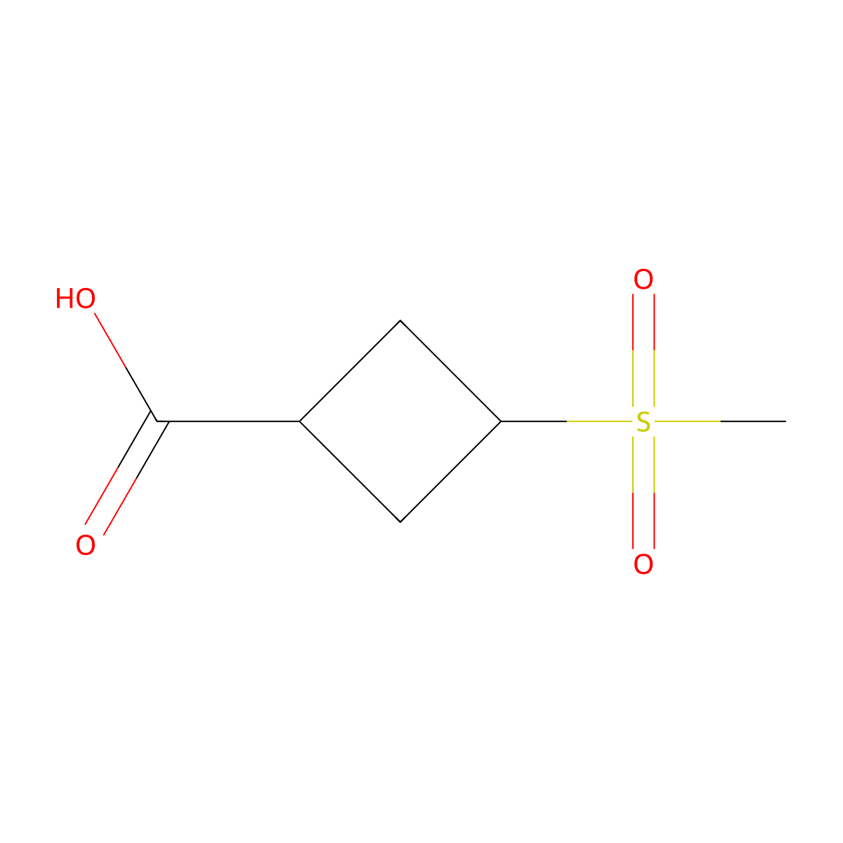 (1r,3r)-3-Methanesulfonylcyclobutane-1-carboxylic acid molecular structure, CAS 2097988-81-1