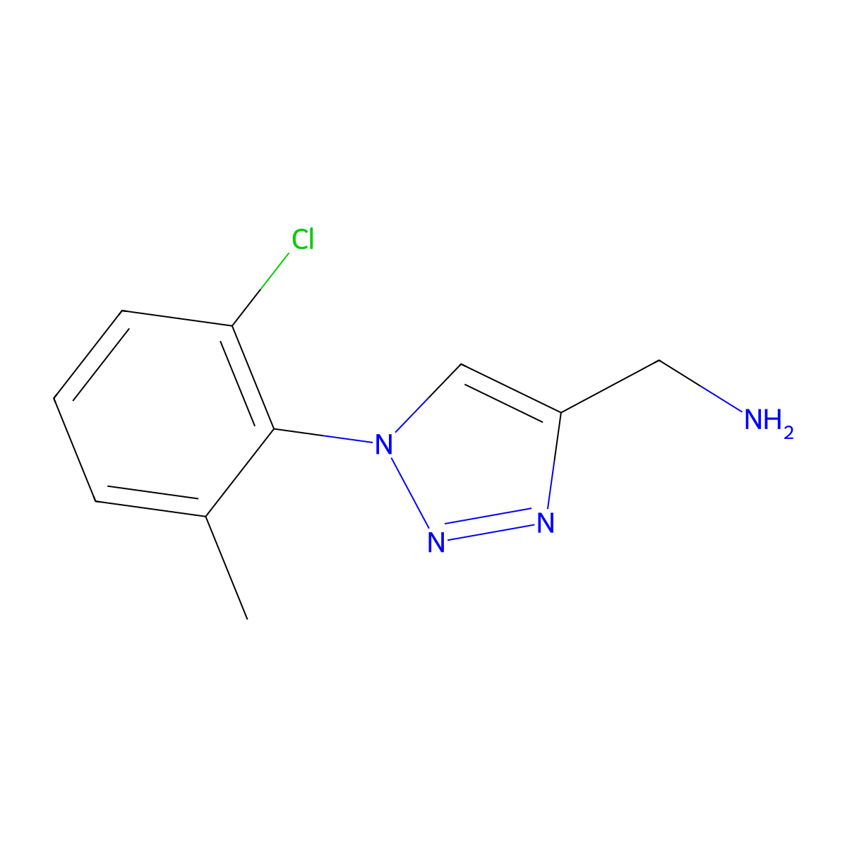 [1-(2-chloro-6-methylphenyl)-1H-1,2,3-triazol-4-yl]methanamine molecular structure, CAS 2097988-89-9