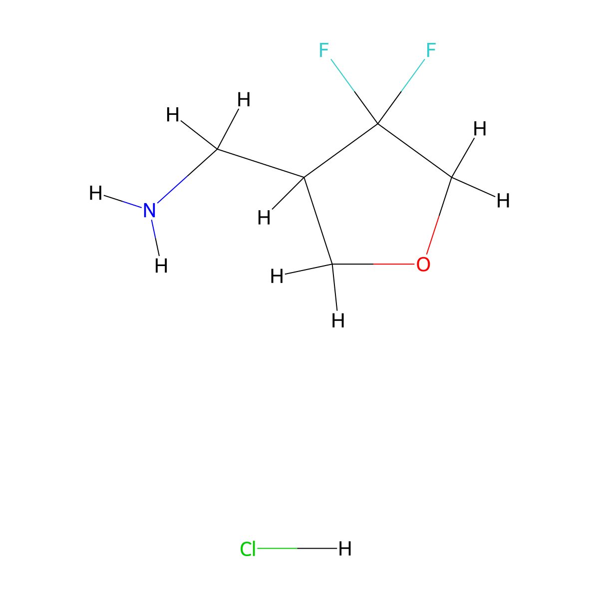 (4,4-Difluorotetrahydrofuran-3-YL)methanamine hydrochloride molecular structure, CAS 2097988-99-1