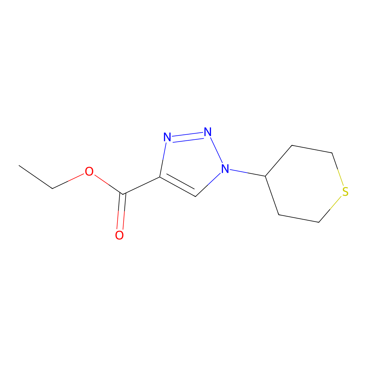 ethyl 1-(thian-4-yl)-1H-1,2,3-triazole-4-carboxylate molecular structure, CAS 2097989-19-8