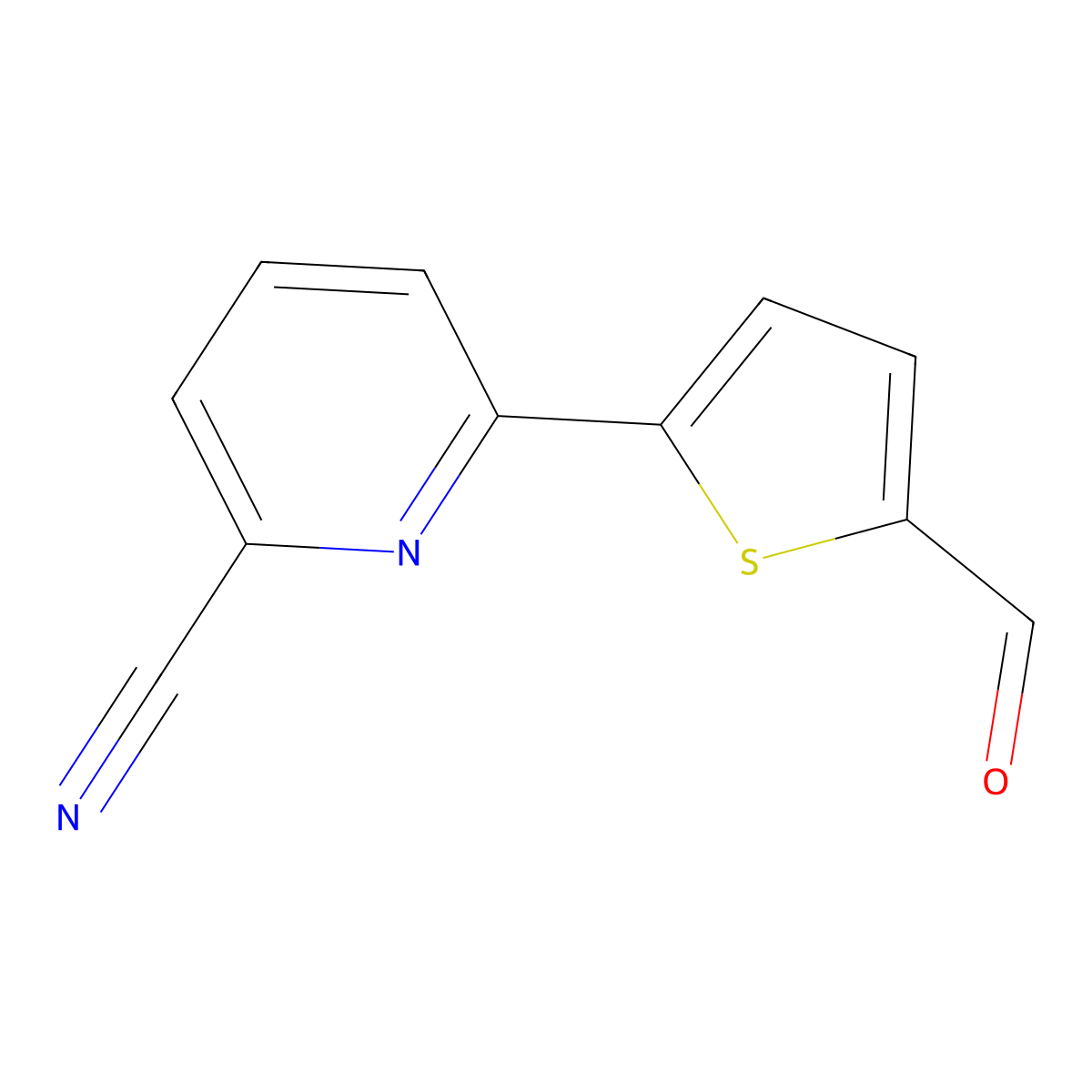 6-(5-Formylthiophen-2-yl)pyridine-2-carbonitrile molecular structure, CAS 2097990-25-3