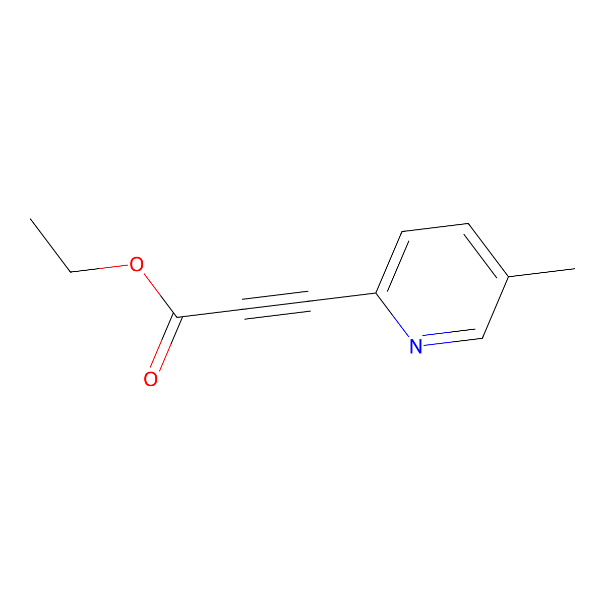 Ethyl 3-(5-methylpyridin-2-yl)prop-2-ynoate molecular structure, CAS 2097990-69-5