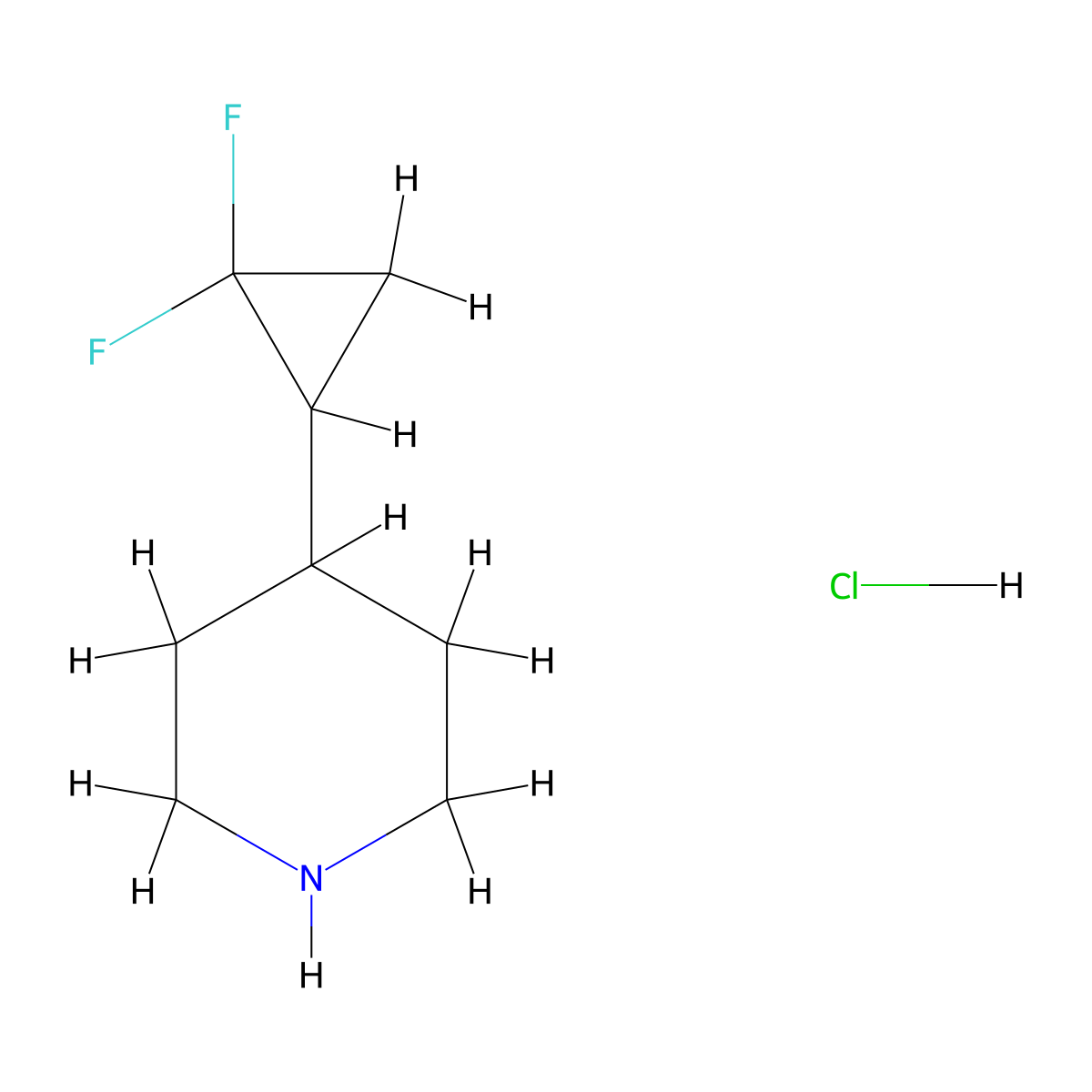 4-(2,2-Difluorocyclopropyl)piperidine hydrochloride molecular structure, CAS 2097991-05-2