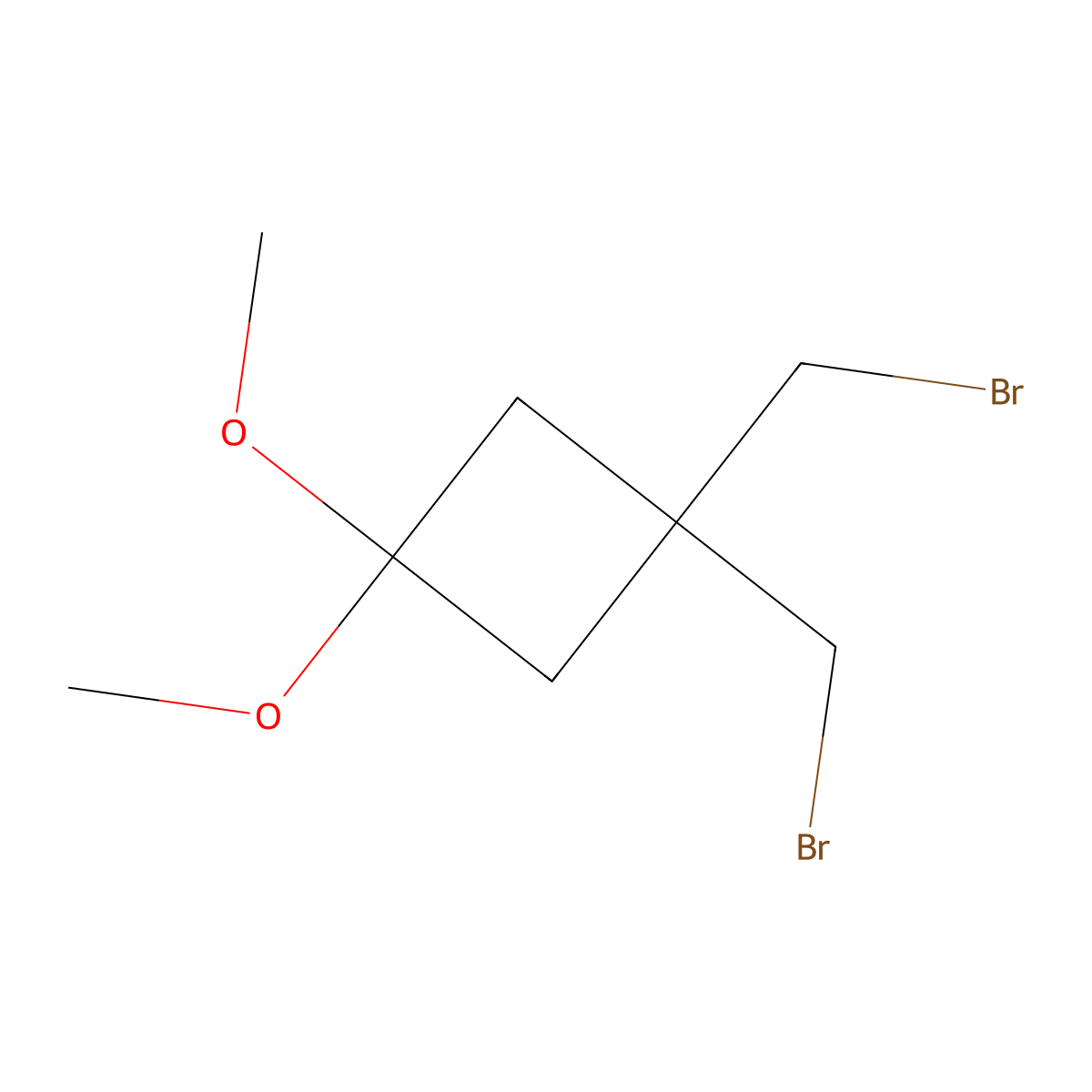 1,1-Bis(bromomethyl)-3,3-dimethoxycyclobutane molecular structure, CAS 2097995-41-8