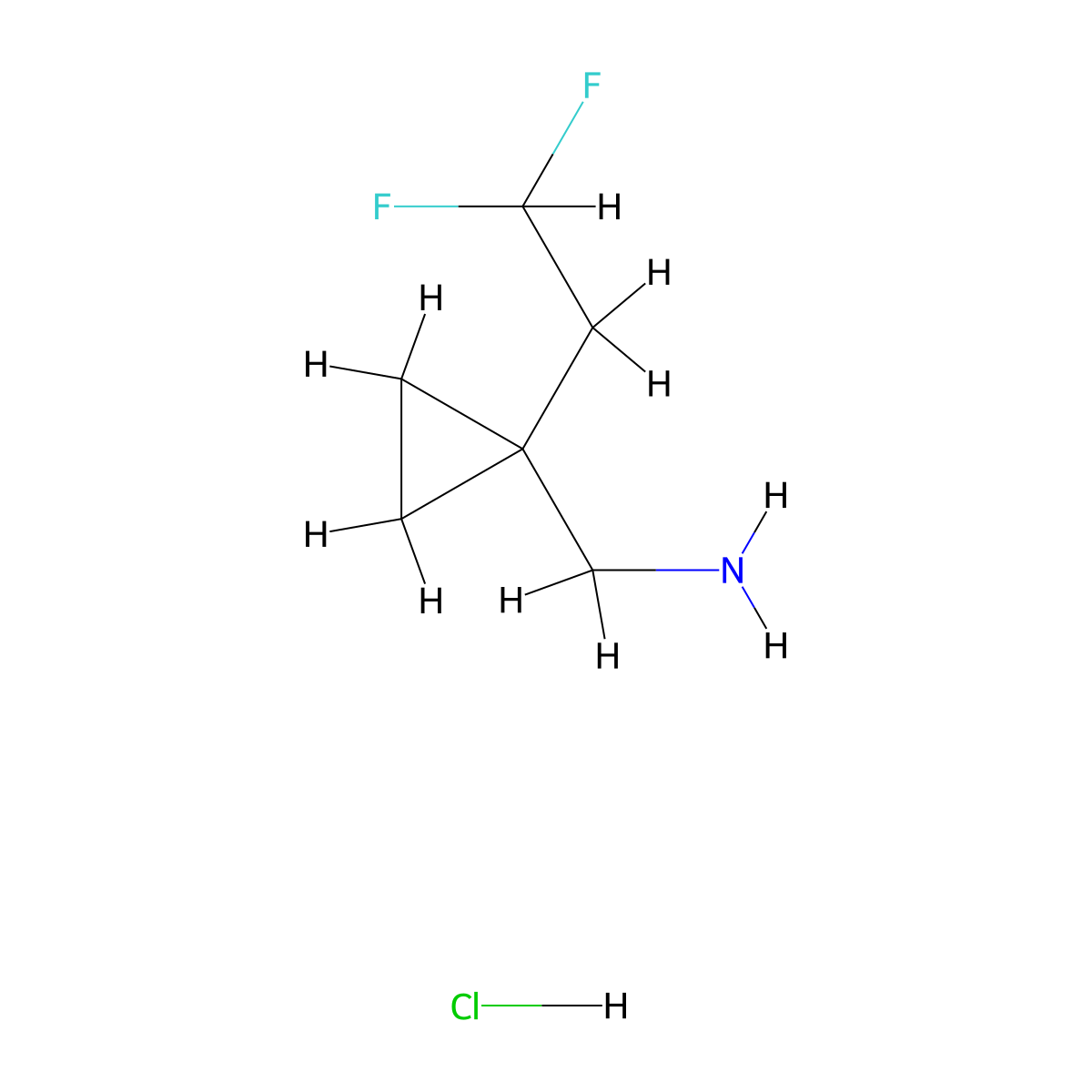 (1-(2,2-Difluoroethyl)cyclopropyl)methanamine hydrochloride molecular structure, CAS 2097996-23-9