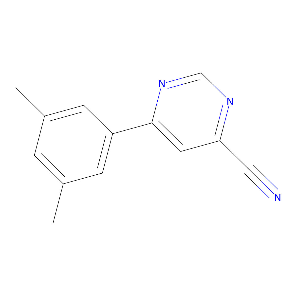 6-(3,5-Dimethylphenyl)pyrimidine-4-carbonitrile molecular structure, CAS 2097997-66-3