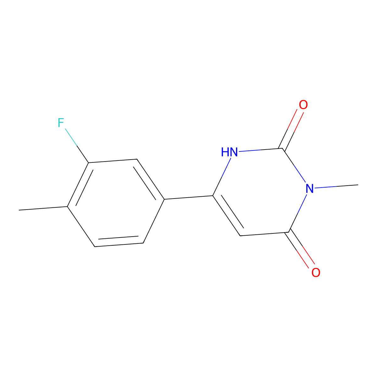 6-(3-Fluoro-4-methylphenyl)-3-methyl-1,2,3,4-tetrahydropyrimidine-2,4-dione molecular structure, CAS 2097997-75-4