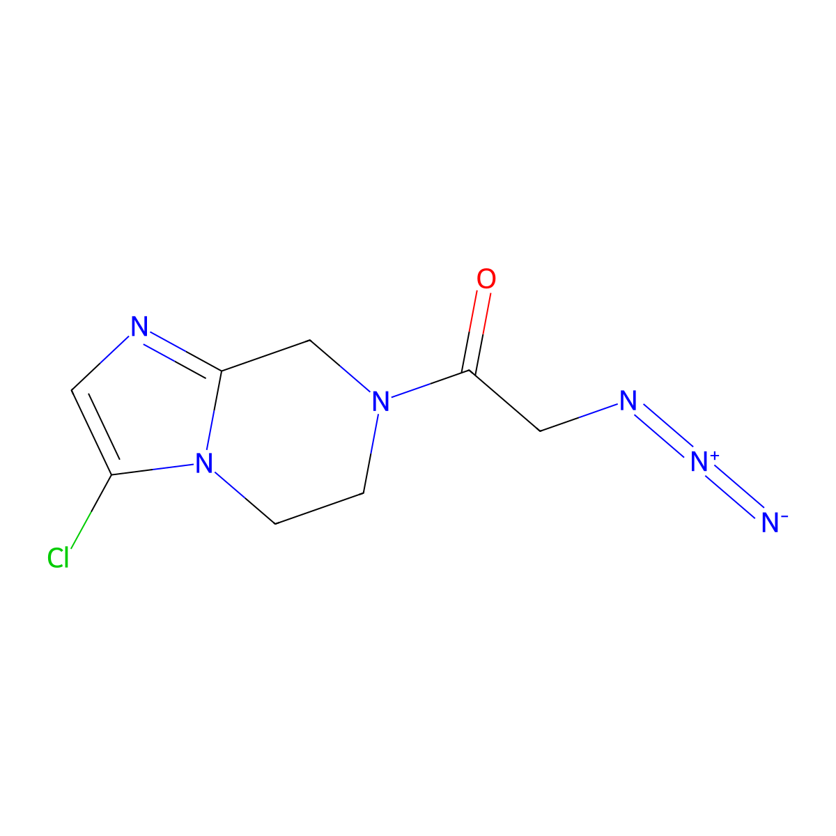 2-azido-1-(3-chloro-5,6-dihydroimidazo[1,2-a]pyrazin-7(8H)-yl)ethan-1-one molecular structure, CAS 2097997-88-9
