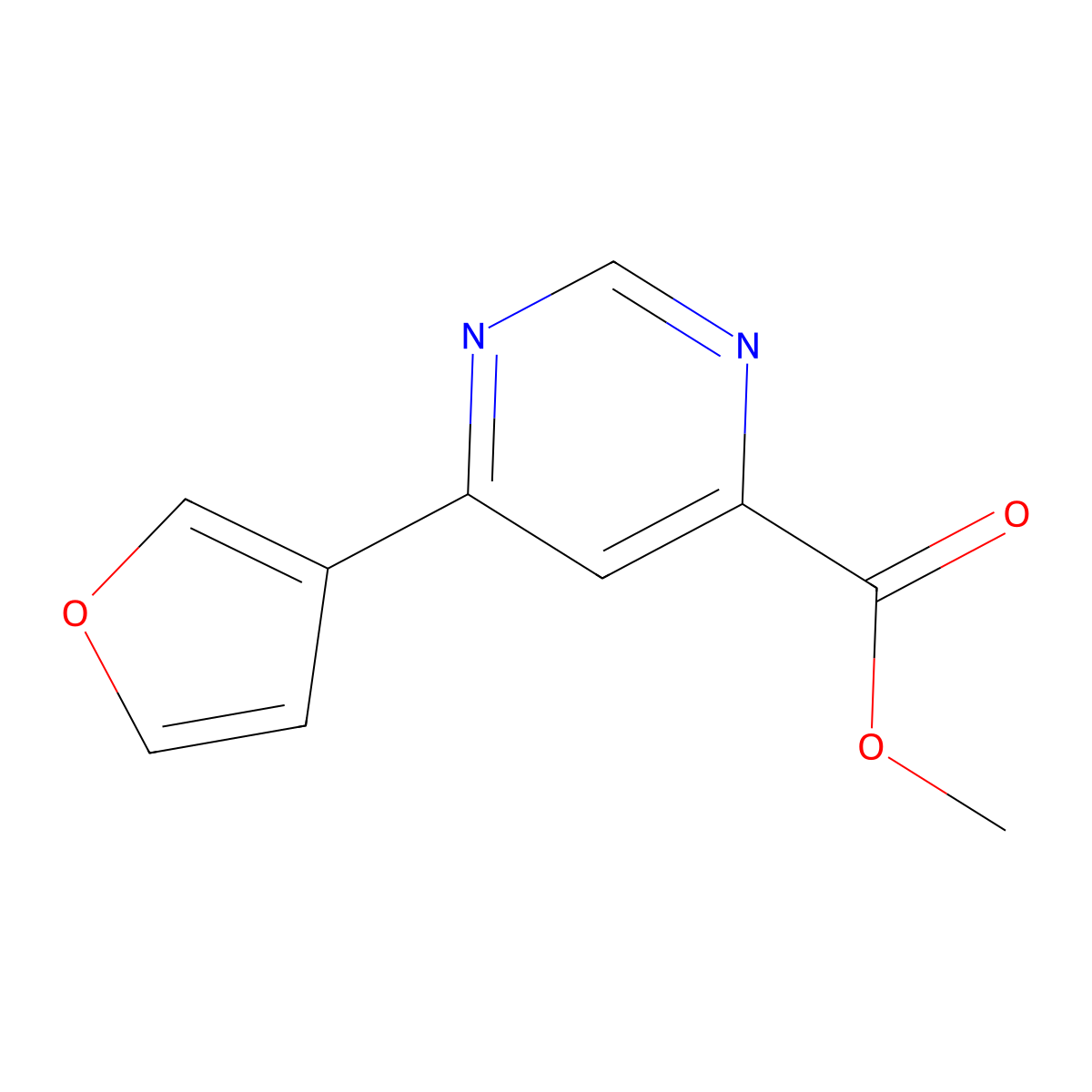 Methyl 6-(furan-3-yl)pyrimidine-4-carboxylate molecular structure, CAS 2097998-37-1