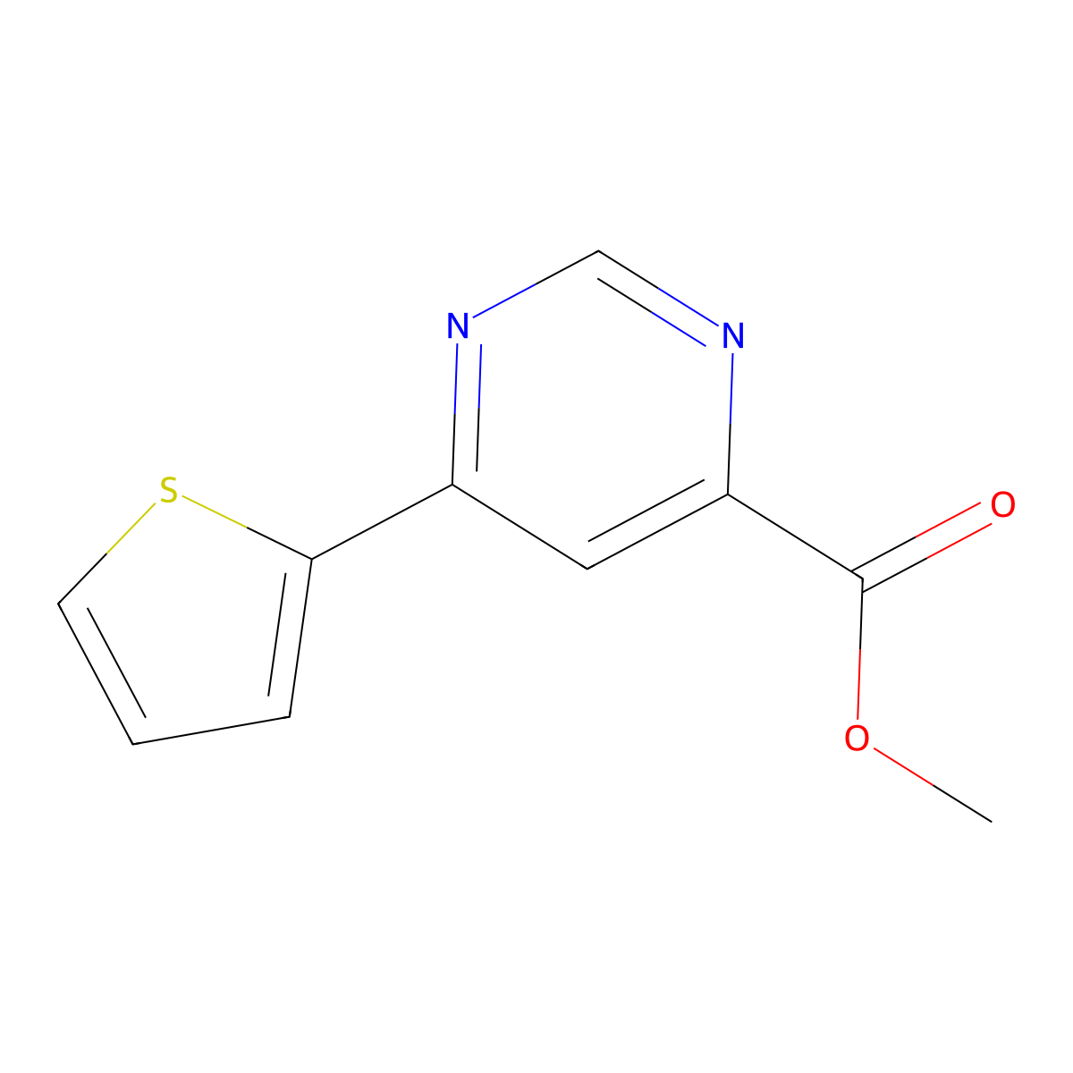 Methyl 6-(thiophen-2-yl)pyrimidine-4-carboxylate molecular structure, CAS 2097998-58-6