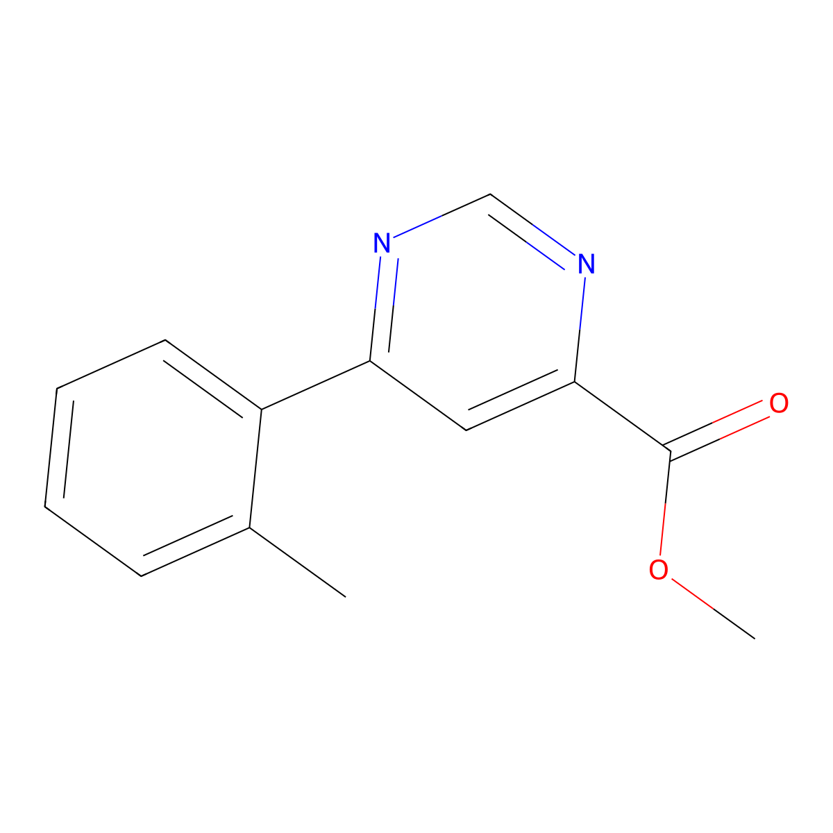 Methyl 6-(2-methylphenyl)pyrimidine-4-carboxylate molecular structure, CAS 2097998-65-5