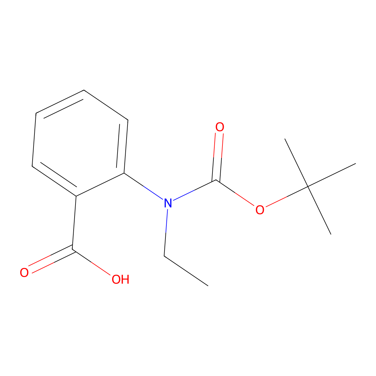 2-{[(Tert-butoxy)carbonyl](ethyl)amino}benzoic acid molecular structure, CAS 2097998-77-9