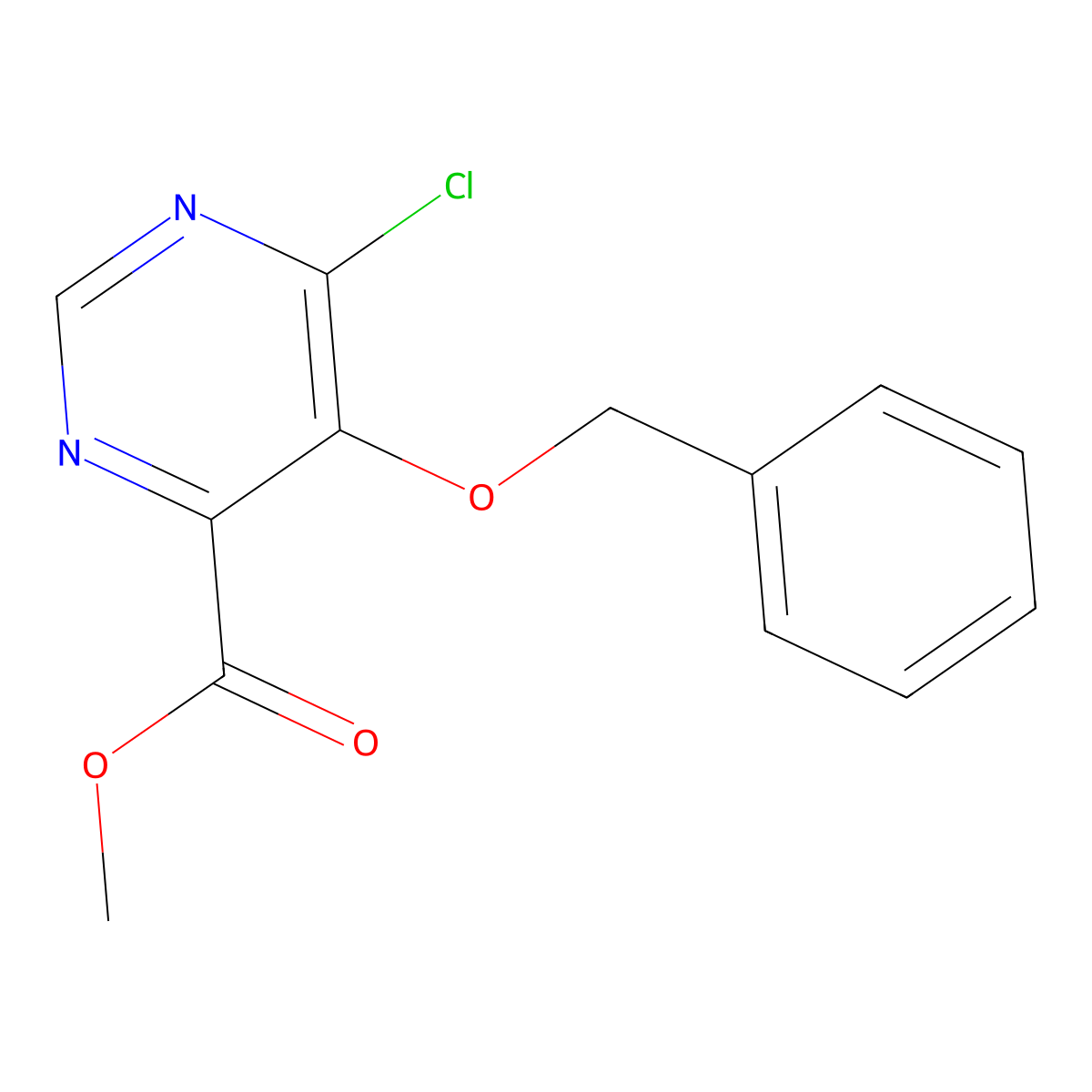 Methyl 5-(benzyloxy)-6-chloropyrimidine-4-carboxylate molecular structure, CAS 2098000-12-3