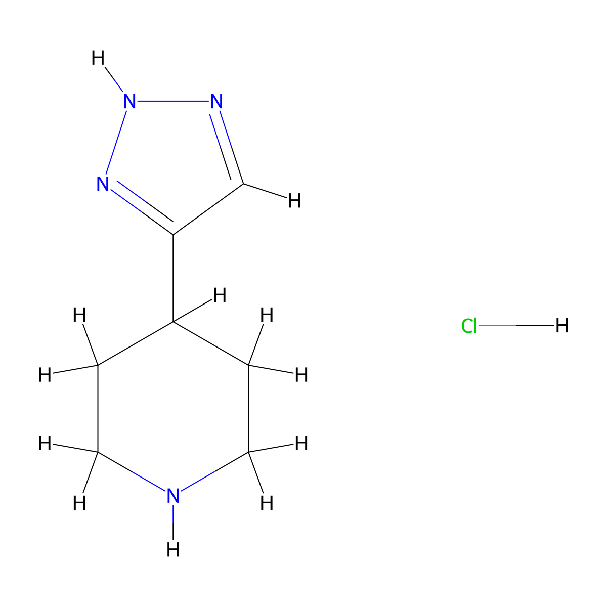 4-(1H-1,2,3-triazol-4-yl)piperidine hydrochloride molecular structure, CAS 2098000-26-9