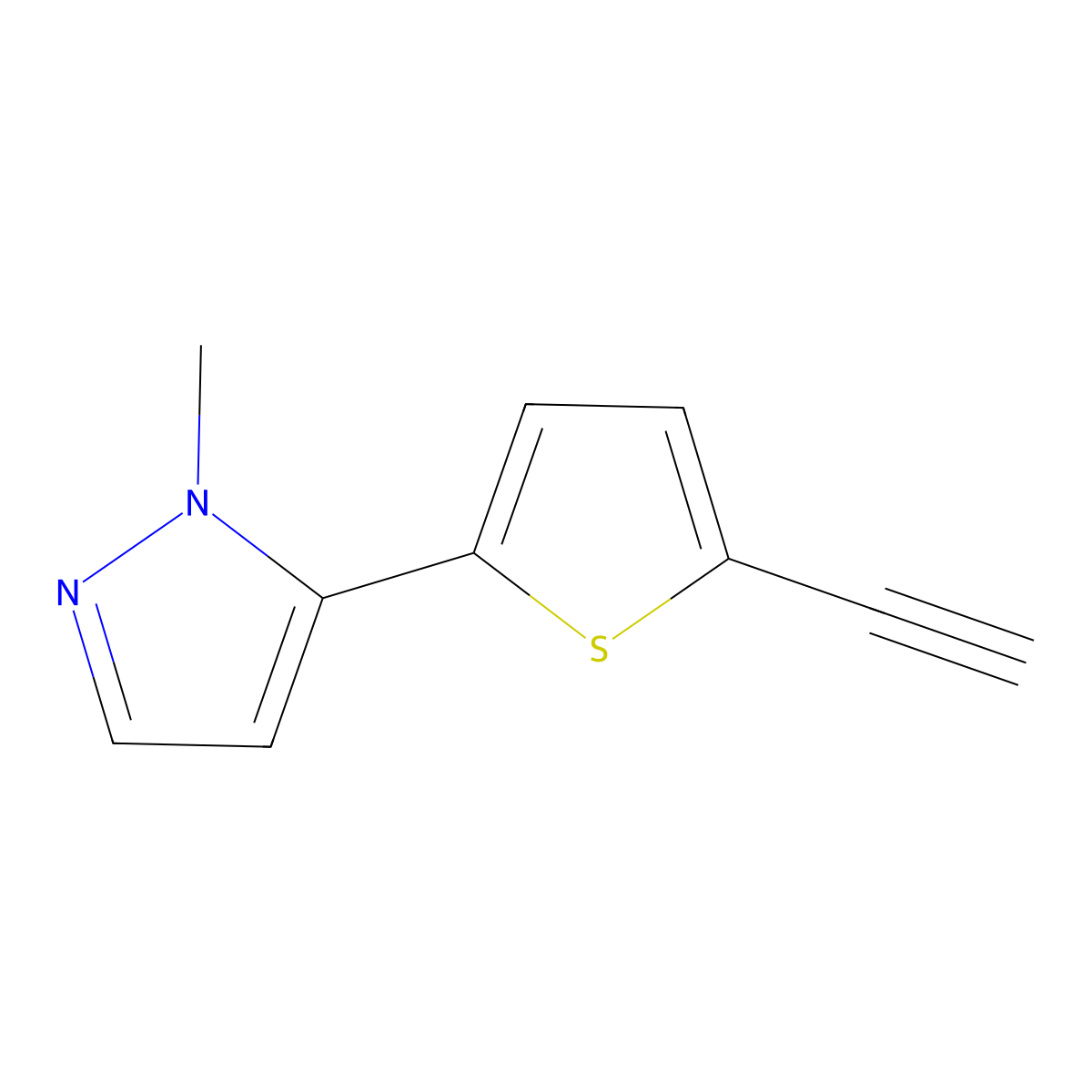 5-(5-ethynylthiophen-2-yl)-1-methyl-1H-pyrazole molecular structure, CAS 2098001-07-9