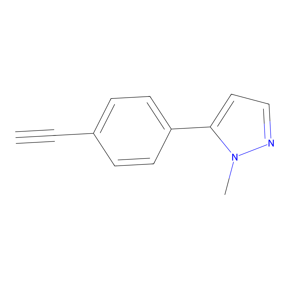 5-(4-ethynylphenyl)-1-methyl-1H-pyrazole molecular structure, CAS 2098001-11-5