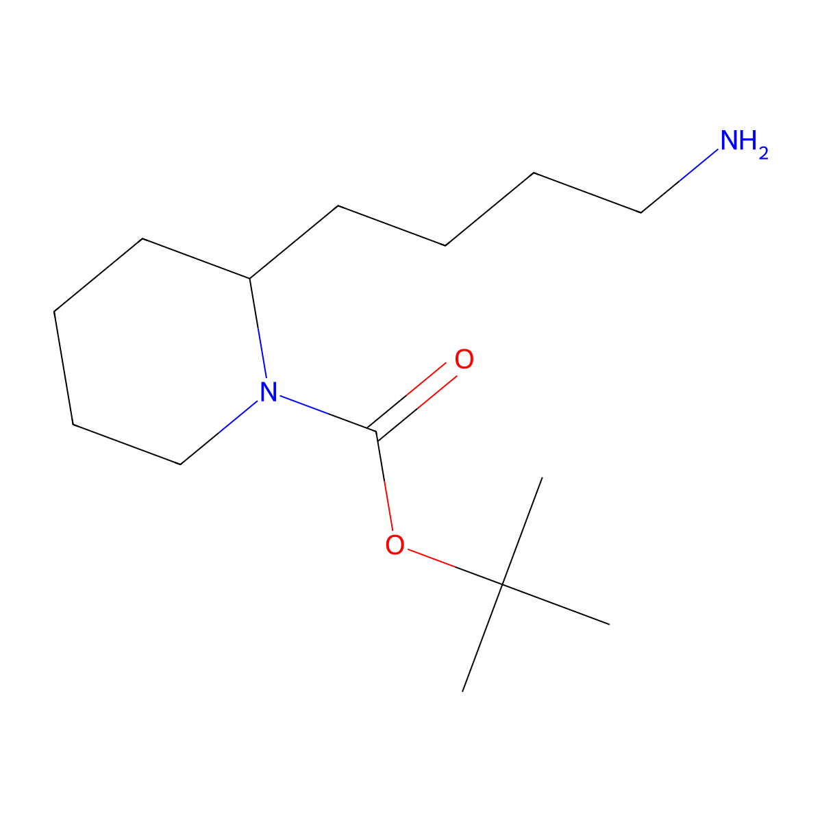 Tert-butyl 2-(4-aminobutyl)piperidine-1-carboxylate molecular structure, CAS 2098001-32-0