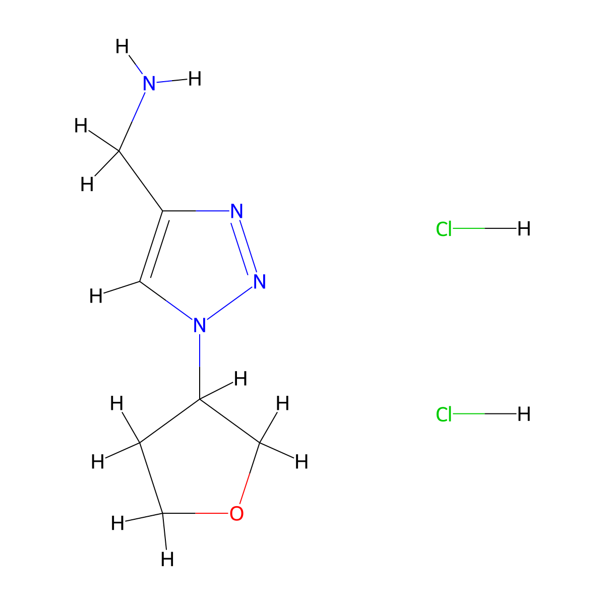 (1-(oxolan-3-yl)-1H-1,2,3-triazol-4-yl)methanamine dihydrochloride molecular structure, CAS 2098001-83-1