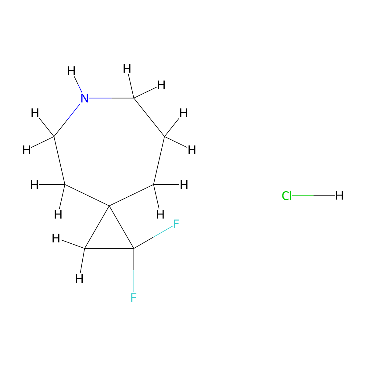 1,1-Difluoro-6-azaspiro[2.6]nonane hydrochloride molecular structure, CAS 2098002-16-3
