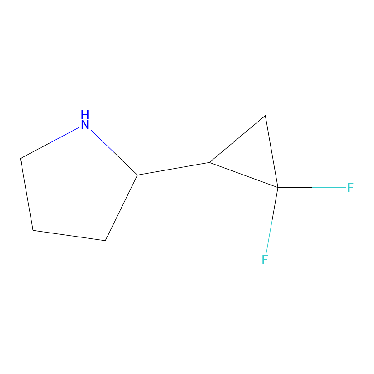 2-(2,2-Difluorocyclopropyl)pyrrolidine molecular structure, CAS 2098003-25-7