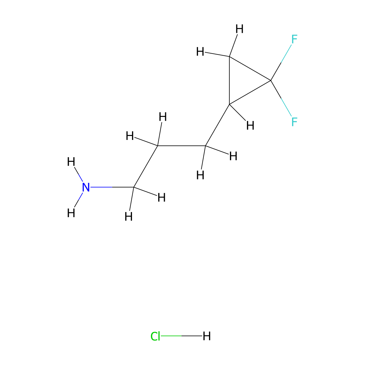 3-(2,2-Difluorocyclopropyl)propan-1-amine hydrochloride molecular structure, CAS 2098003-71-3