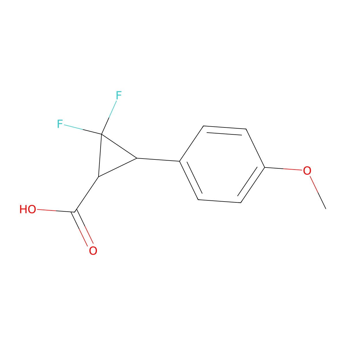 2,2-Difluoro-3-(4-methoxyphenyl)cyclopropane-1-carboxylic acid molecular structure, CAS 2098003-85-9