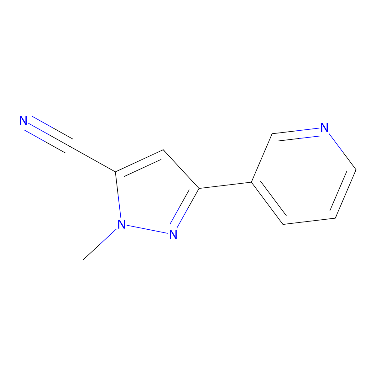 1-methyl-3-(pyridin-3-yl)-1H-pyrazole-5-carbonitrile molecular structure, CAS 2098004-02-3