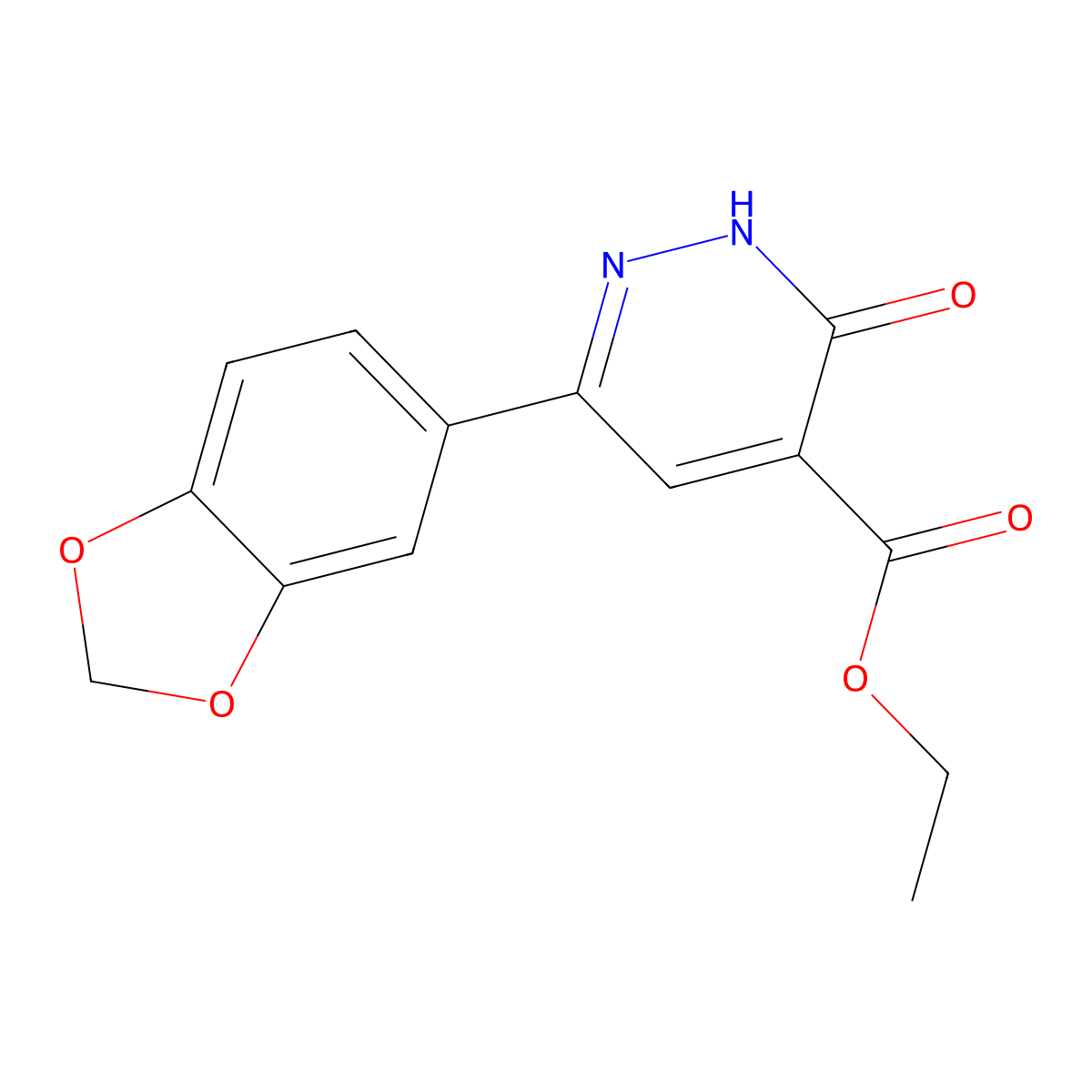 Ethyl 6-(benzo[d][1,3]dioxol-5-yl)-3-oxo-2,3-dihydropyridazine-4-carboxylate molecular structure, CAS 2098004-10-3